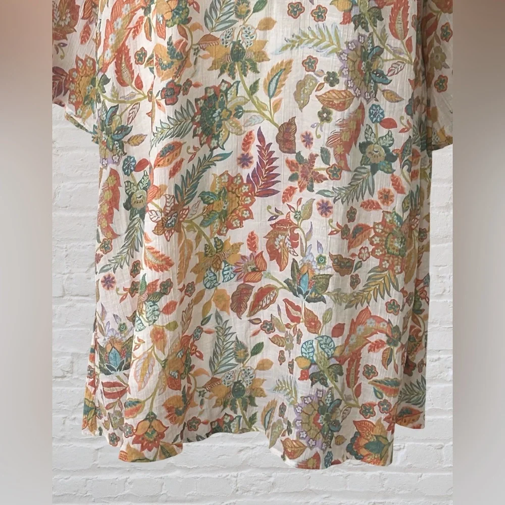 Robert Louis Brown Yellow Floral Shift Dress Sz M Bohemian Hippie Garden Tea - Picture 5 of 7